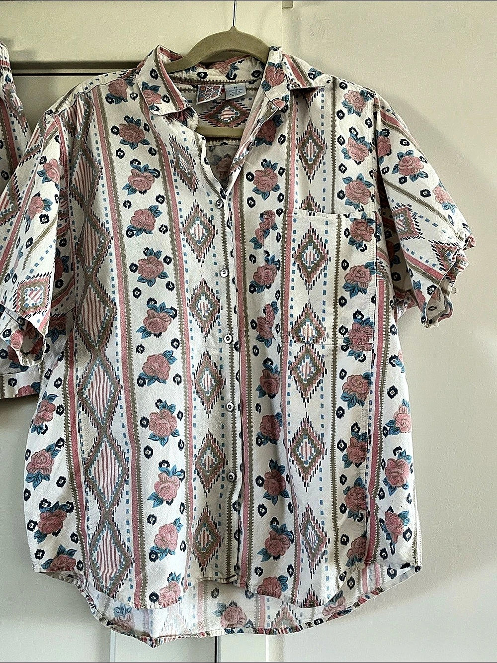 Vintage 80s 90s Nuovo 2 Piece Matching Shorts & Camp Shirt Set Size M Cotton